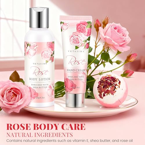 Luxury Rose Spa Gift Set for Women - Relaxing Bath and Body Care Package