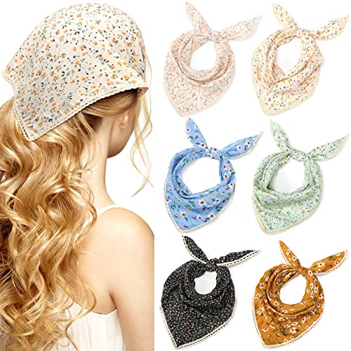 Dingion 6 Pcs Floral Hair Bandanas for Women - Stylish Head Kerchiefs