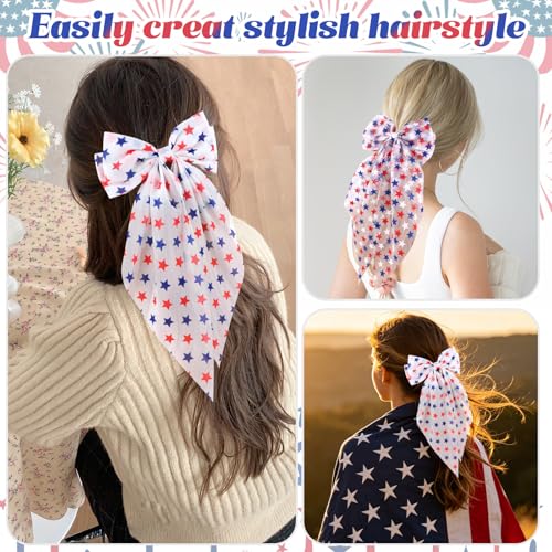 WHAVEL 4th of July Patriotic Hair Bow Set - Pattern A, 2PCS