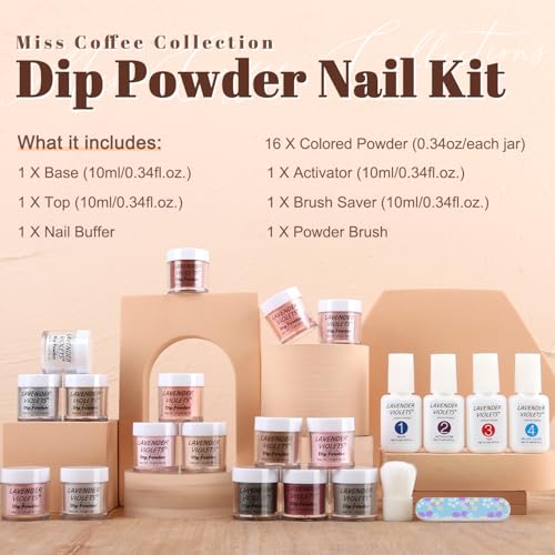 Lavender Violets Baby Pink Dip Powder Nail Kit - 22 Pcs with 16 Colors