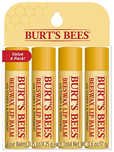 Burt's Bees Beeswax Lip Balm 4-Pack - Natural Moisturizing Care