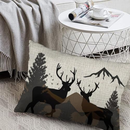 ITFRO Deer Pine Tree Decorative Throw Pillow Cover - 12x20 inch
