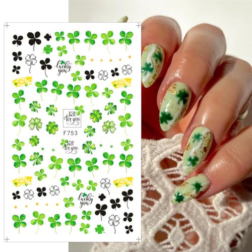Sutaozhi Shamrock Nail Stickers Set - 8 Sheets St. Patrick's Day Nail Art, Self-Adhesive Irish Clover Decals, Variation: shamrock-2
