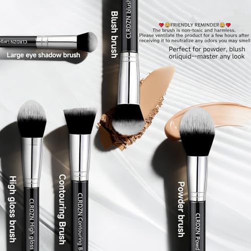 CLRDZN 19-Piece Professional Makeup Brush Set with Travel Case