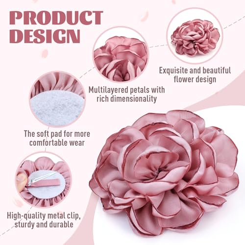 inSowni 20 Piecess Silk Satin 9cm / 3.5" Big Rose Flower Alligator