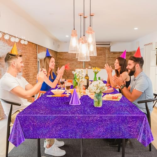 Just Shimmer Purple Holographic Tablecloths - 3 Pack, 40 x 108 in