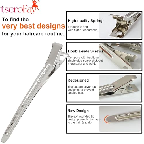 24Pcs Silver Duck Bill Hair Clips with Storage Case for Women