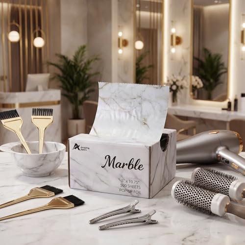 Marble Pattern Hair Foils for Highlighting - 500 Pre-Cut Aluminum Sheets