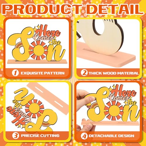 Here Comes the Son Baby Shower Decorations - 6 Pcs Wooden Centerpieces
