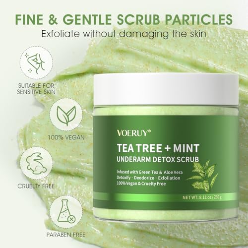 VOERUY Armpit Detox Scrub with Tea Tree & Mint for Odor Control & Exfoliation