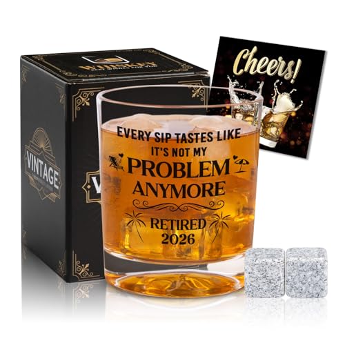 Funny Retirement Whiskey Glass for Men 2026 - Perfect Gift