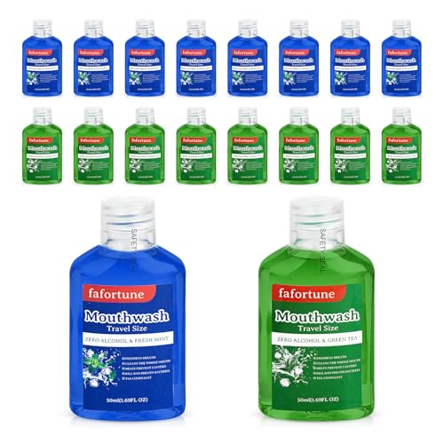 Travel Size Mouthwash Bulk Set - 6 Mini 1.69oz Bottles - Mint & Green Tea