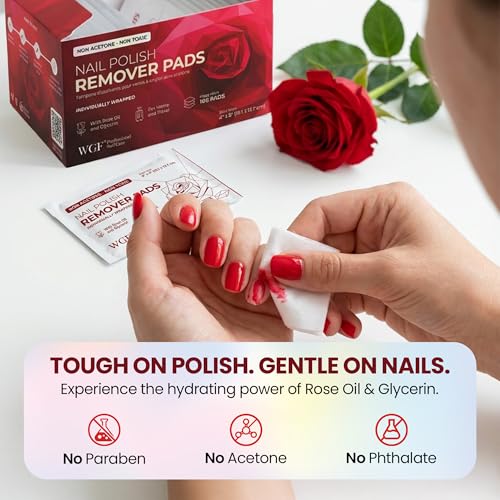 Non-Acetone Nail Polish Remover Pads - 100 Individually Wrapped