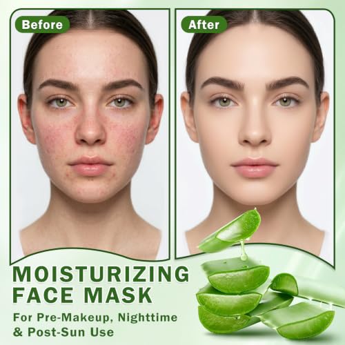 12PCS Aloe Vera Face Masks - Hydrating & Soothing Sheet Set