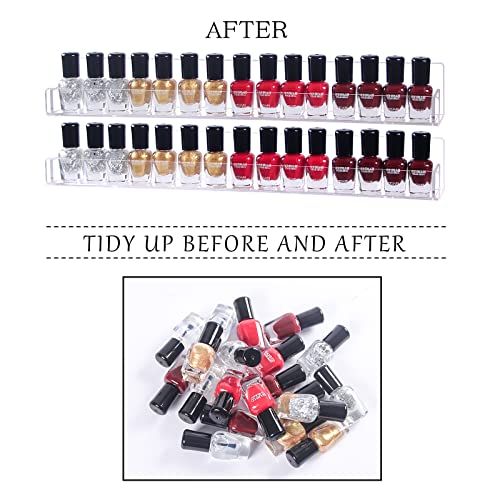 15-Inch 6Pcs Acrylic Nail Polish Wall Rack Organizer for Salon & Home Storage