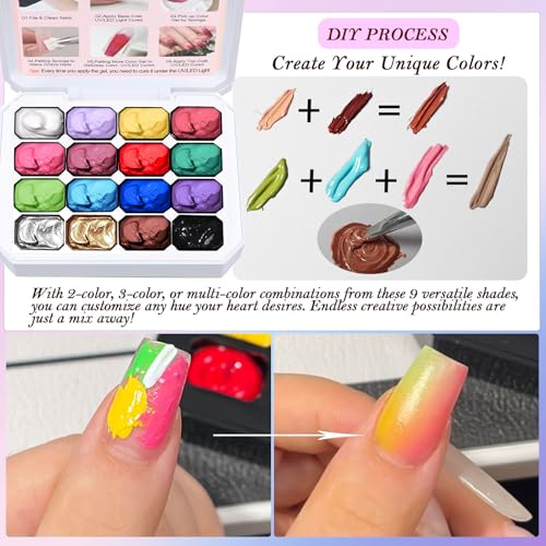 NAILGIL 16-Color Sponge Gel Nail Art Kit for Ombre & Gradient Designs