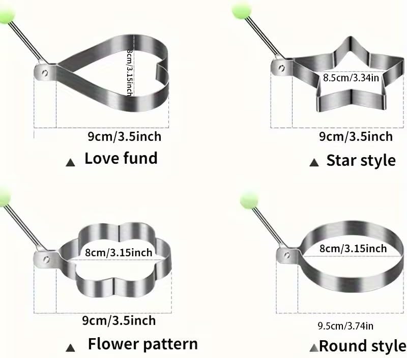Stainless Steel Egg Rings - 4 Pack for Perfectly Shaped Eggs | Non-Stick Cooking Tool