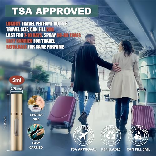 Fiwecos Champagne Gold 5ml Refillable Travel Perfume Atomizer Bottle