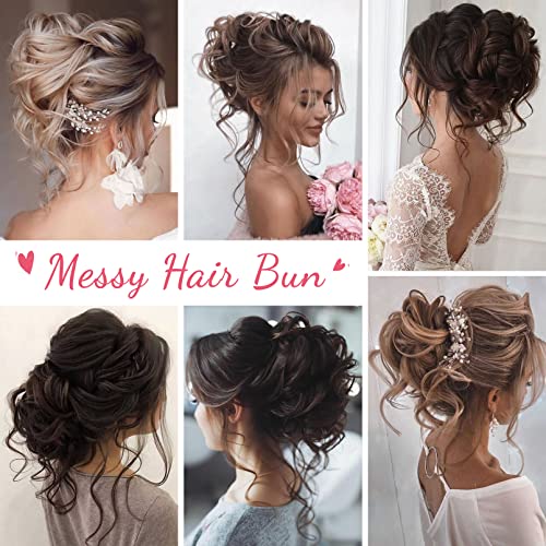 HOOJIH 2PCS Messy Bun Hair Piece, Tousled Curly Updo Scrunchie Extensions