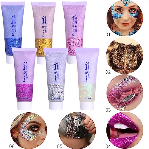 Gold Body Glitter Gel - Holographic Shimmer for Parties & Festivals
