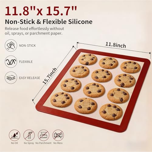 Silicone Baking Mats - 2 Pack Non-Stick Food Grade Oven Liners