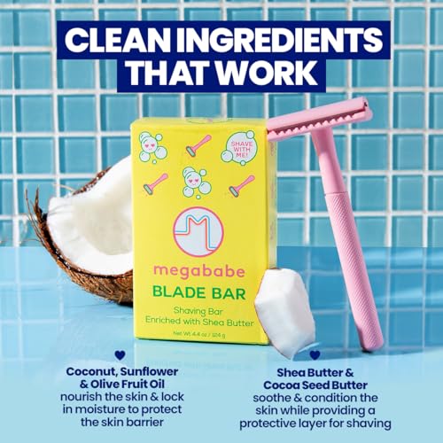 Megababe Blade Bar | Shaving Bar Enriched with Shea Butter | Hydrating for All Skin Types | 4.4 oz