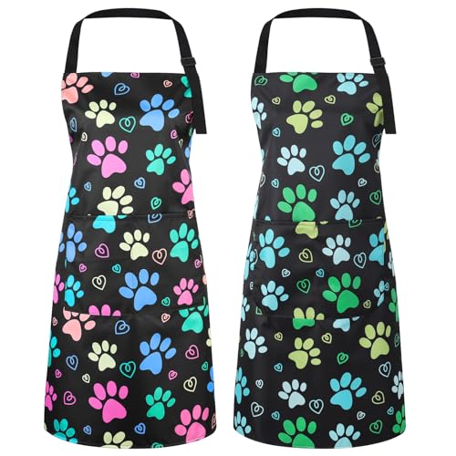 Waterproof Dog Grooming Apron - 2 Pack with Pockets, Adjustable