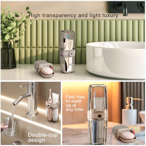 2-Piece Travel Toothbrush and Soap Case Set - Leakproof Portable Holder