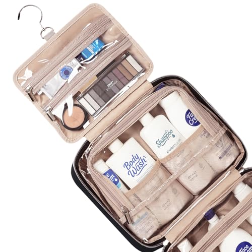 NISHEL Large Hanging Travel Toiletry Bag - Portable Makeup Organizer, Black