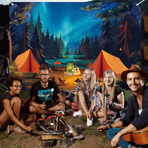 Adventure Camping Banner Backdrop for Happy Camper Theme Parties