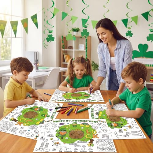 St. Patrick's Day Coloring Placemats - 45 Disposable Activity Mats for Kids