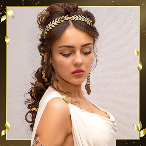 Gold Leaf Headbands Set - 6 Pcs Pearl Headbands for Women