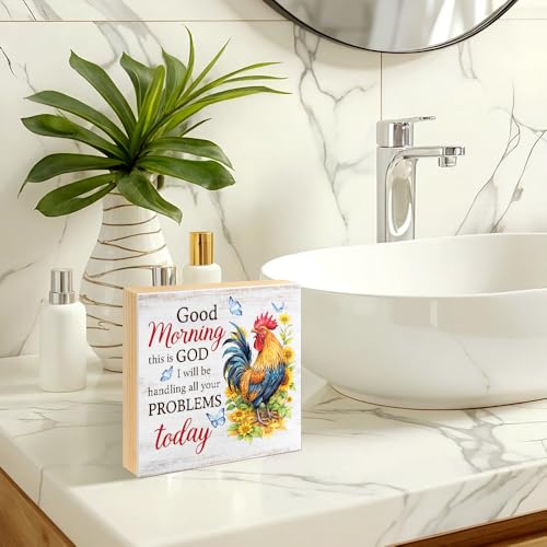 Good Morning God Wooden Box Sign - 5.9" Tabletop Decor