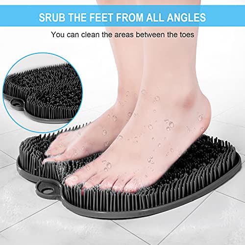 BESKAR XL Black Shower Foot Scrubber Mat with Non-Slip Suction Cups