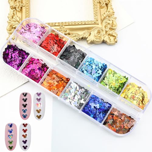 12-Color Holographic Nail Glitter Sequins Set for DIY Nail Art