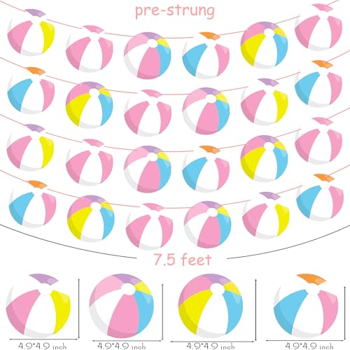 Pink Beach Ball Banner Cutouts - 4PCS Summer Party Decor
