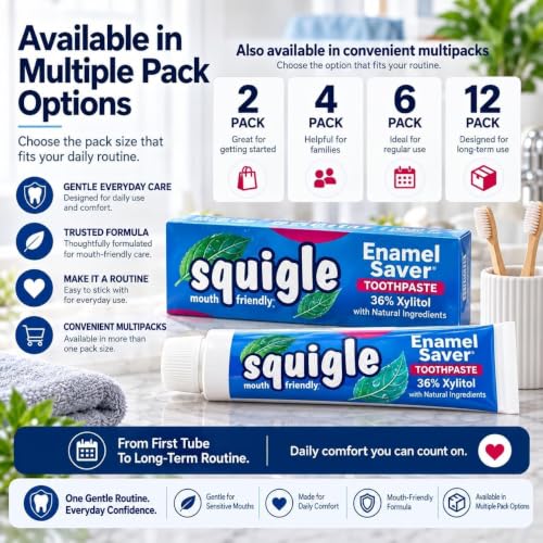 Squigle Enamel Saver SLS-Free Toothpaste for Sensitive Mouths 4oz, Pack of 1