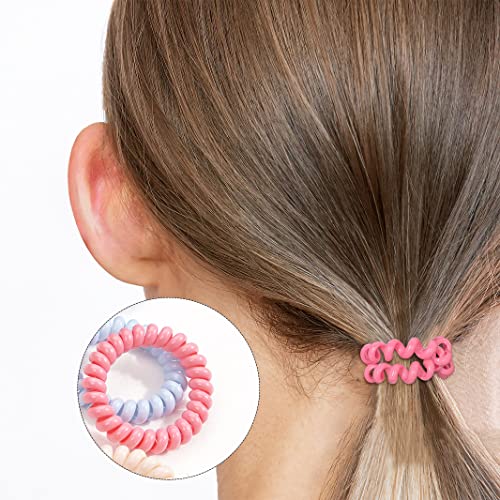DED 24PCS Solid Color Spiral Hair Ties for Women - No Crease Elastic Coil Hair Elastics