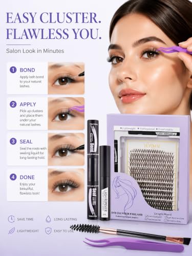 YUZIMAI 280Pcs D Curl Lash Clusters Kit for DIY Eyelash Extensions