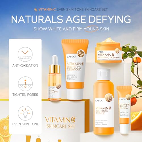 Vitamin C Skin Care Gift Set for Teen Girls, 5-Piece Daily Routine Kit