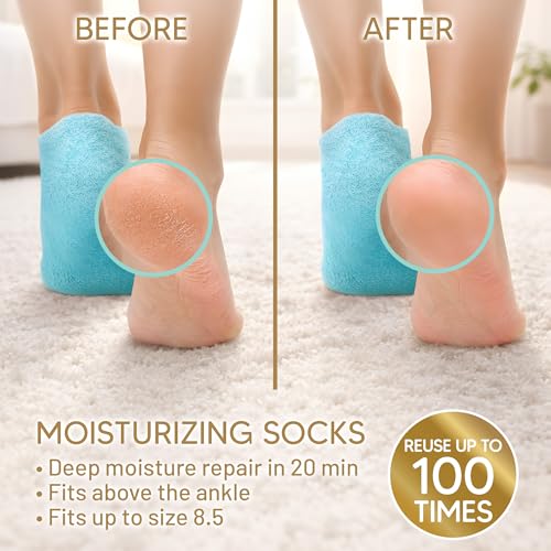 Love Lori Moisturizing Gel Socks for Women - Infused with Vitamin E & Jojoba Oil