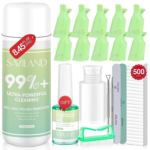 SAVILAND Gel Nail Polish Remover Kit - 513-Piece Set with Cuticle Oil