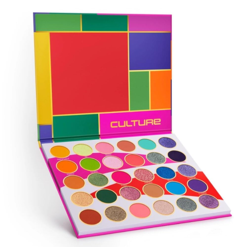 Juvia's Place Culture Palette - Vibrant 30-Color Eyeshadow Palette with Yellow, Green, Pink, Purple & Glitter Shades