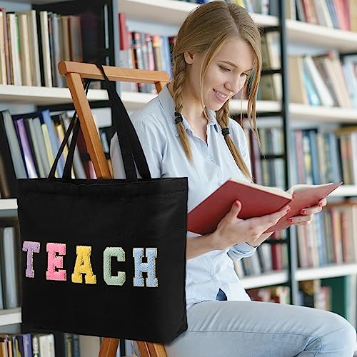 Silkfly Teacher Tote Bag Set with Makeup Pouch - Canvas Gift Bags