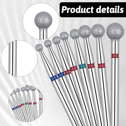 8-Piece Cuticle Ball Bit Nail Drill Set - Professional Manicure Tools