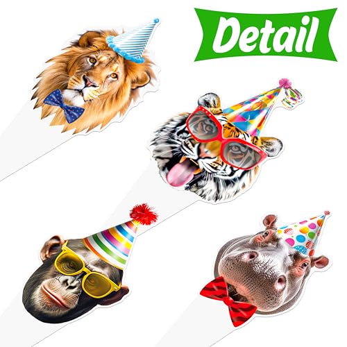 48 Funny Safari Zoo Animal Cupcake Toppers - Jungle Party Decor