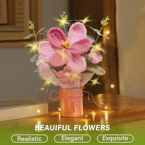 Vynora Handmade Crochet Daisy Bouquet - Artificial Flowers for Home Decor