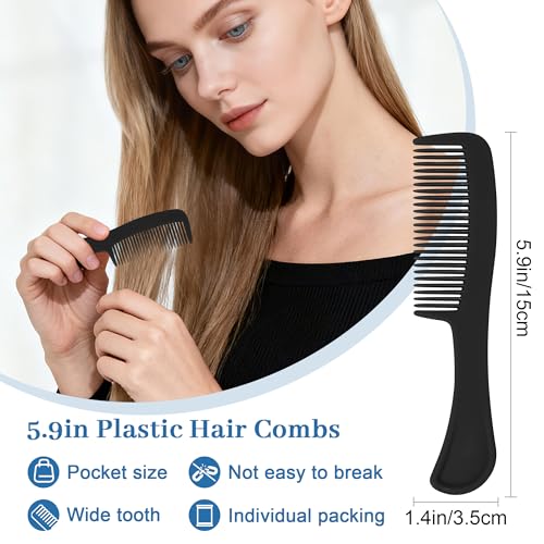 Black Bulk Travel Hair Combs - 100 Individually Wrapped Comb Set for Men, Women & Pets