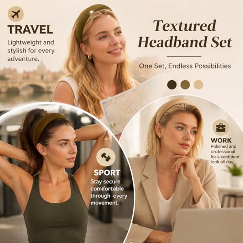 5-Piece Wide Knit Headband Set for Women - Soft & Non-Slip Hair Accessories