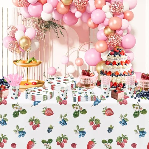 Berry Birthday Party Tablecloth Set - 3 Disposable Table Covers